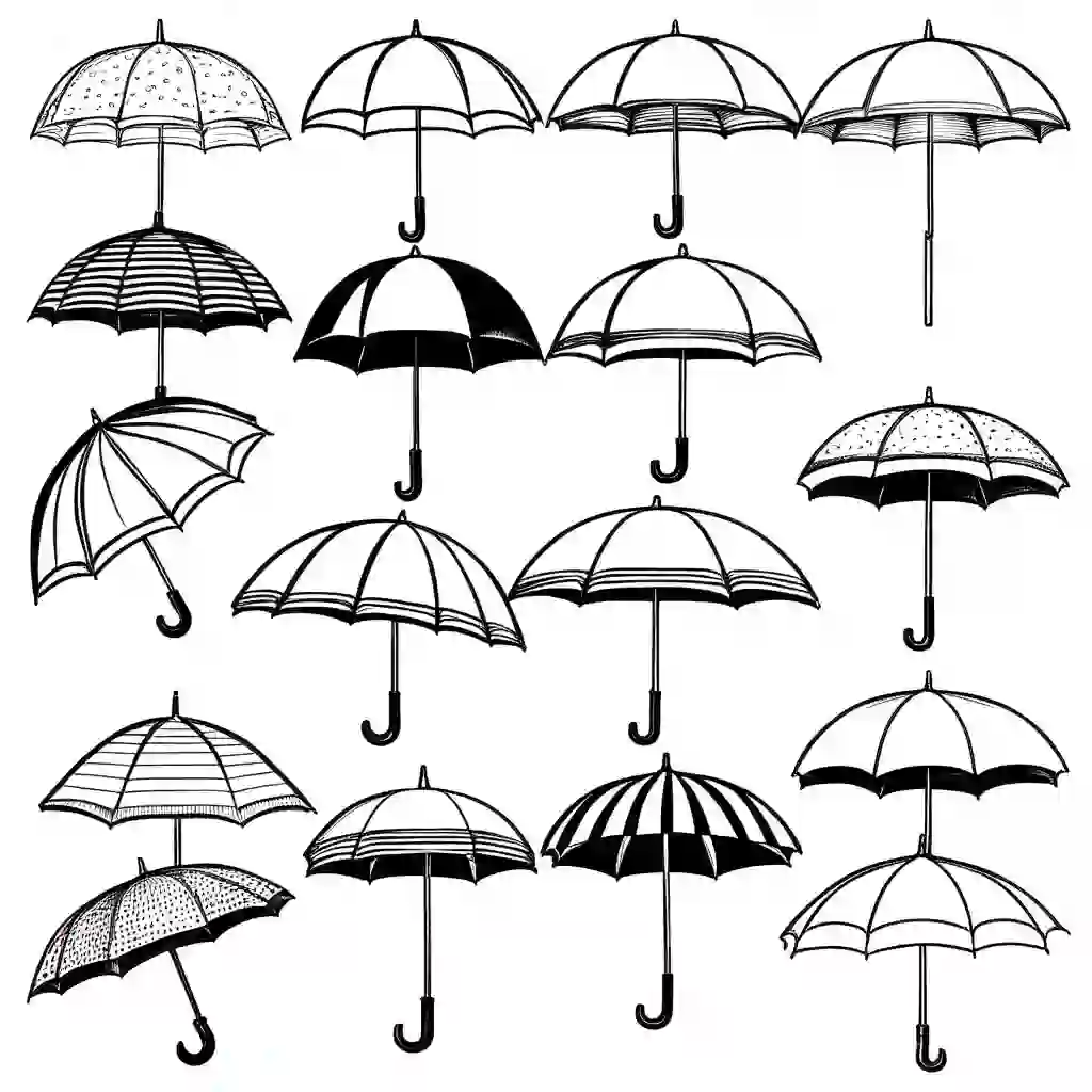 Umbrellas coloring pages
